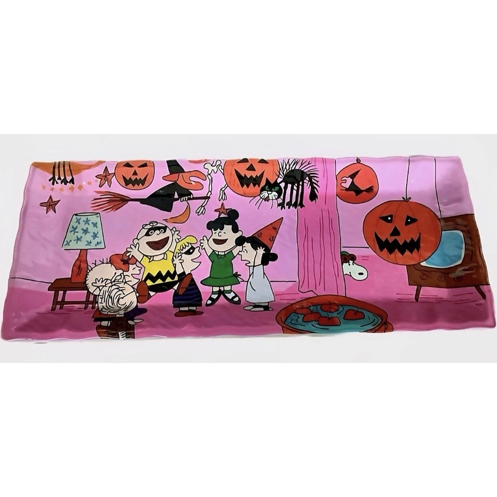 Peanuts Snoopy & Gang Halloween Party Pink 100% MELAMINE SERVING TRAY 19" x 8" - Picture 7 of 7